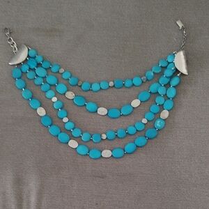 Elegant Blue and Silver Multi-Strand Necklace